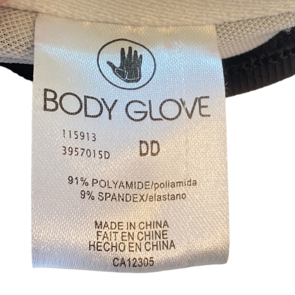 NWT BODY GLOVE Coral Reef Solo Bikini Top in Black with Multi Stripe, szie DD - Picture 6 of 7